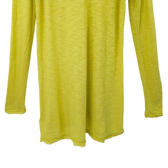 Free People We The Free T Shirt Womens M Yellow V Neck Distressed Long Sleeve - Picture 16 of 16